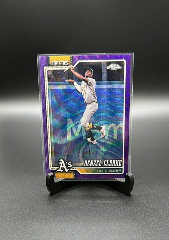 2026 Topps Chrome #246 Denzel Clarke Purple Wave Refractors #/75