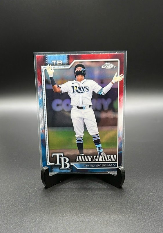2026 Topps Chrome #130 Junior Caminero Red White and Blue Refractors