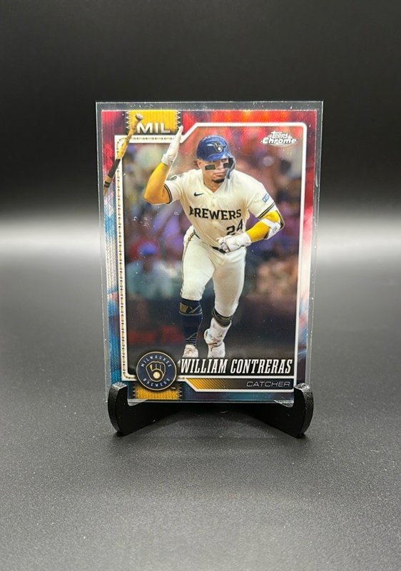 2026 Topps Chrome #198 William Contreras Red White and Blue Refractors