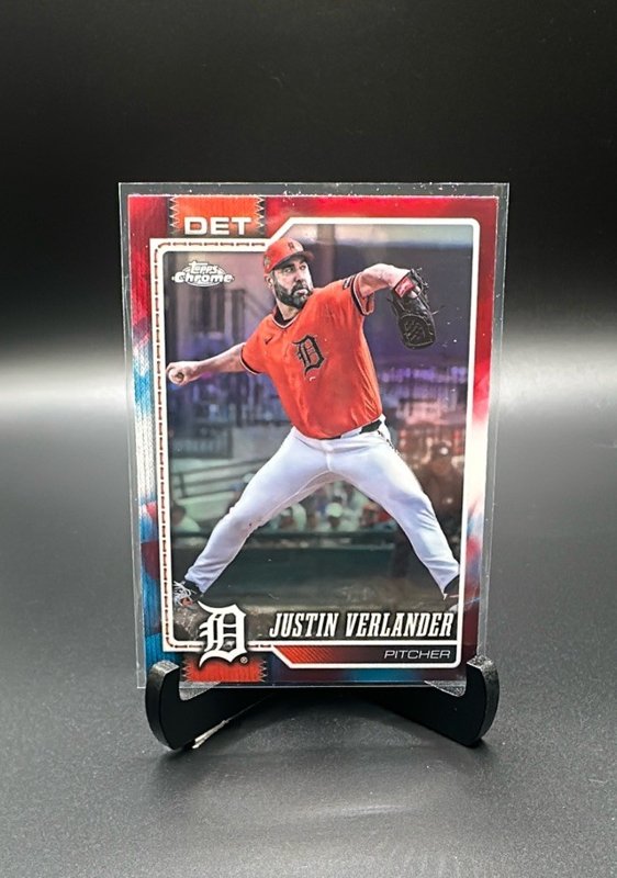 2026 Topps Chrome #133 Justin Verlander Red White and Blue Refractors