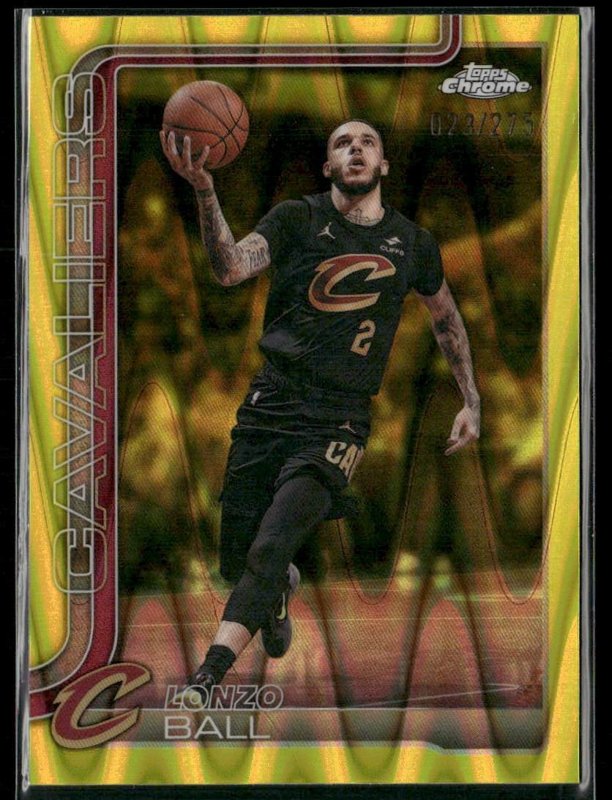 2025-26 Topps Chrome Update #119 Lonzo Ball Yellow RayWave Refractor #/275