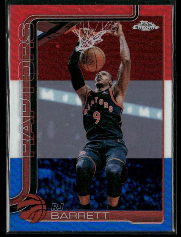 2025-26 Topps Chrome Update #73 RJ Barrett Red White and Blue Refractor