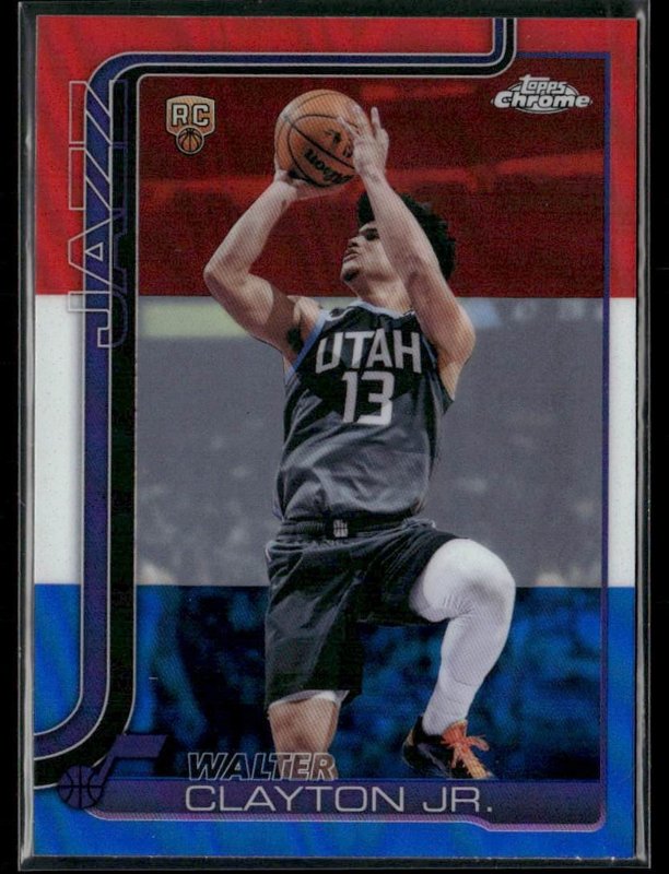 2025-26 Topps Chrome Update #168 Walter Clayton Jr. Red White and Blue Refractor