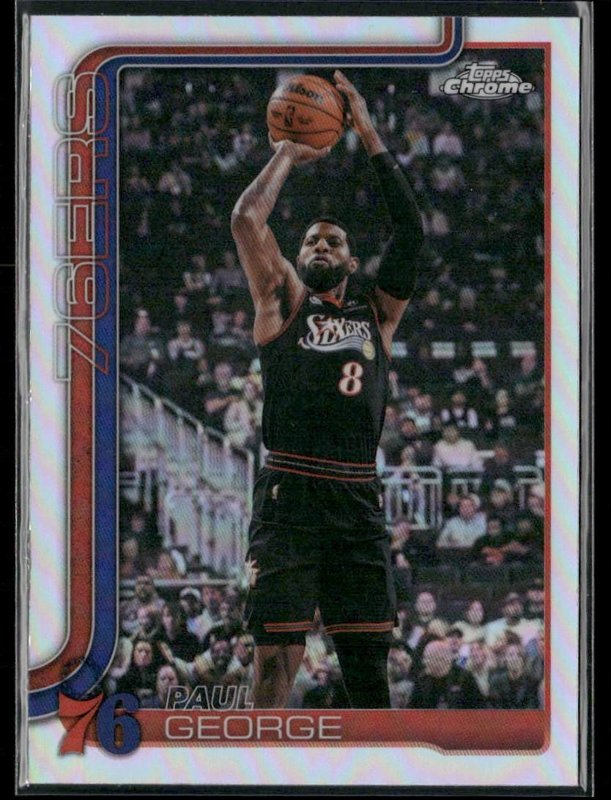 2025-26 Topps Chrome Update #77 Paul George Refractor