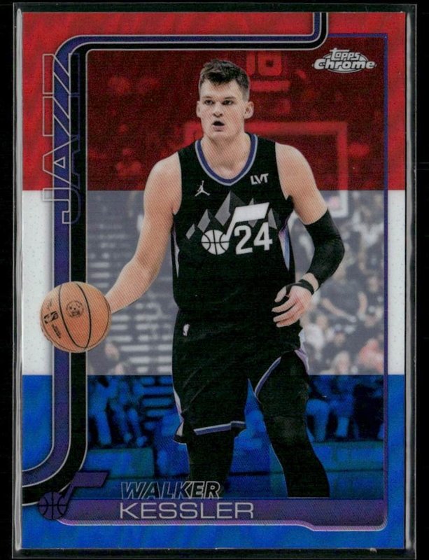 2025-26 Topps Chrome Update #100 Walker Kessler Red White and Blue Refractor