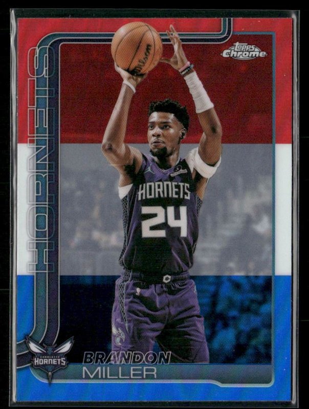 2025-26 Topps Chrome Update #86 Brandon Miller Red White and Blue Refractor