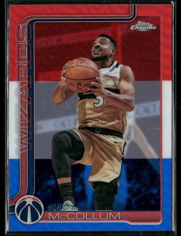 2025-26 Topps Chrome Update #75 CJ McCollum Red White and Blue Refractor