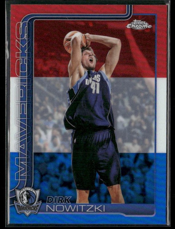 2025-26 Topps Chrome Update #146 Dirk Nowitzki Red White and Blue Refractor
