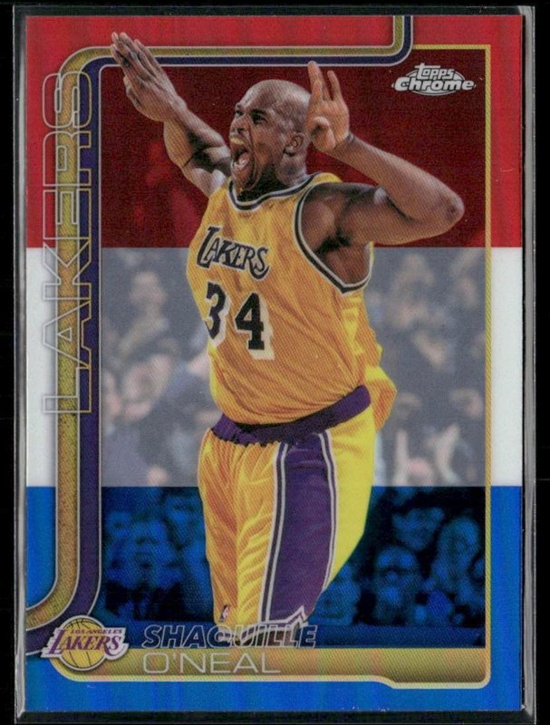 2025-26 Topps Chrome Update #142 Shaquille O’Neal Red White and Blue Refractor
