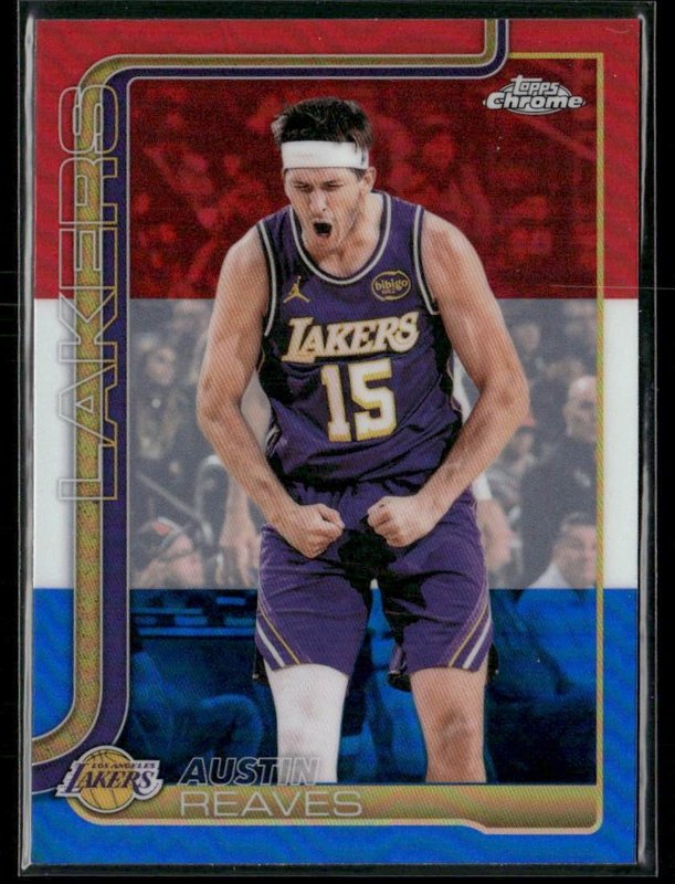 2025-26 Topps Chrome Update #54 Austin Reaves Red White and Blue Refractor