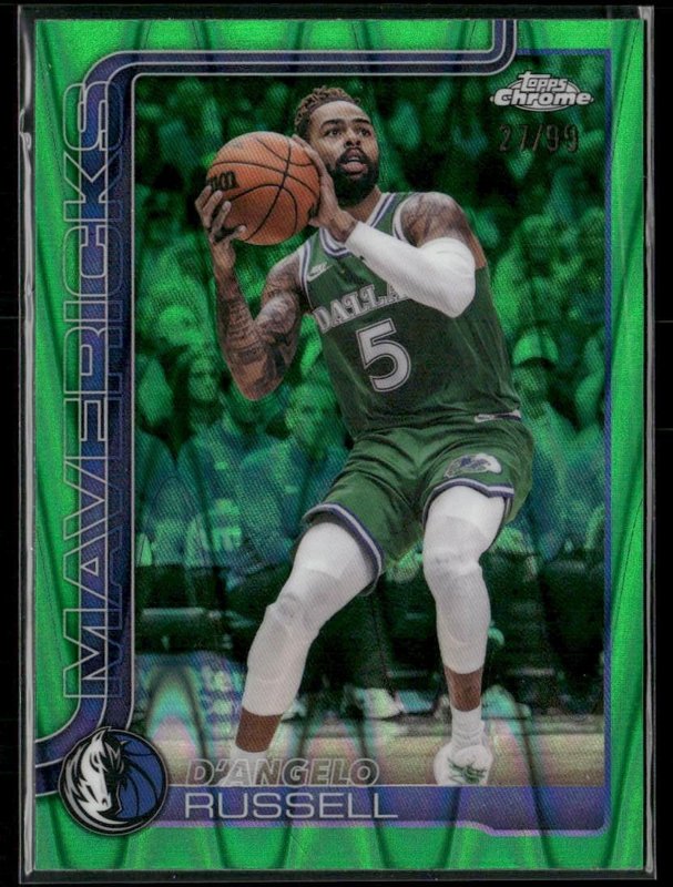 2025-26 Topps Chrome Update #90 D’Angelo Russell Green RayWave Refractor #/99