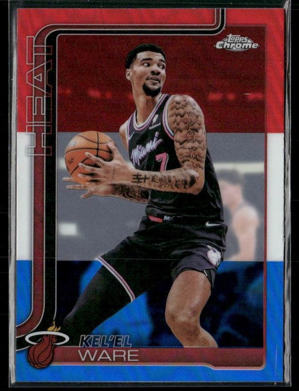 2025-26 Topps Chrome Update #112 Kel’el Ware Red White and Blue Refractor