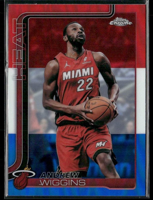 2025-26 Topps Chrome Update #128 Andrew Wiggins Red White and Blue Refractor