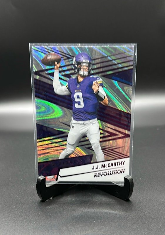 2025 Panini Revolution #138 J.J. McCarthy Color Match Purple Cosmo #/49