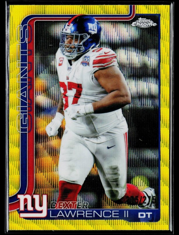 2025 Topps Chrome #230 Dexter Lawrence II Yellow Wave Refractor #/275