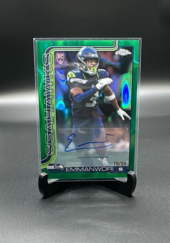 2025 Topps Chrome Nick Emmanwori Chrome Rookie Auto Green Refractor #/99