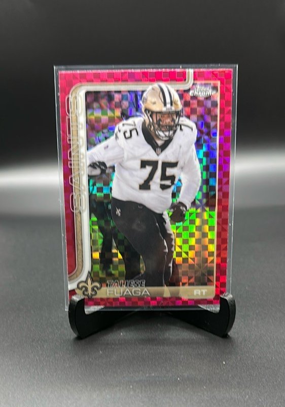 2025 Topps Chrome #219 Taliese Fuaga Hot Pink X-Fractor