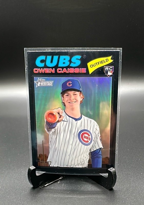 2026 Topps Heritage #88 Owen Caissie Chrome Black Refractors #/77