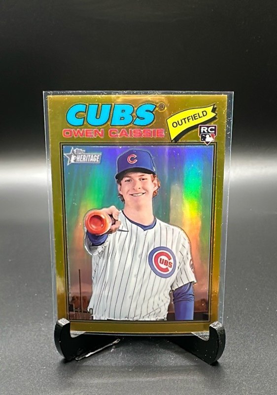 2026 Topps Heritage #360 Owen Caissie Chrome Gold Refractors #/50