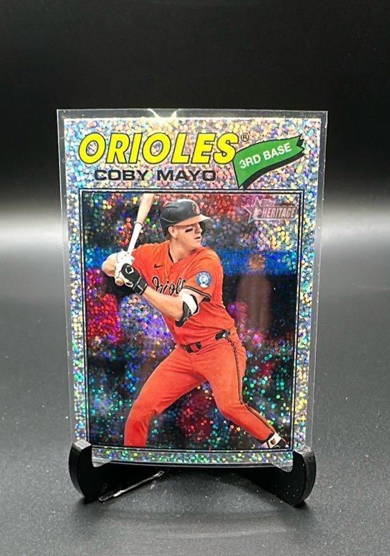 2026 Topps Heritage #49 Coby Mayo Chrome Silver Sparkle Refractors