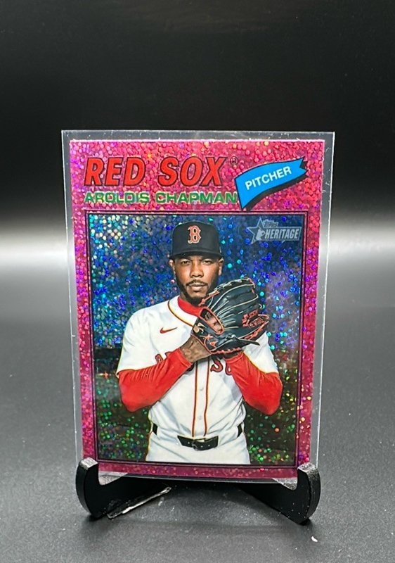 2026 Topps Heritage #359 Aroldis Chapman Chrome Pink Sparkle Refractors