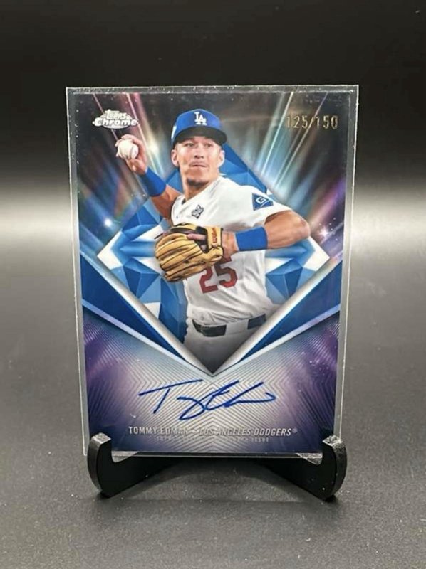 2026 Topps Chrome Tommy Edman 75th Diamond Auto Blue Refractor SP #/150 Dodgers