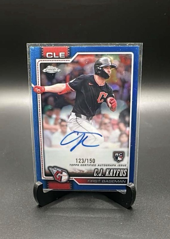C.J. Kayfus #RA-CK | 2026 Topps Chrome Rookie True Blue Refractor Auto /150