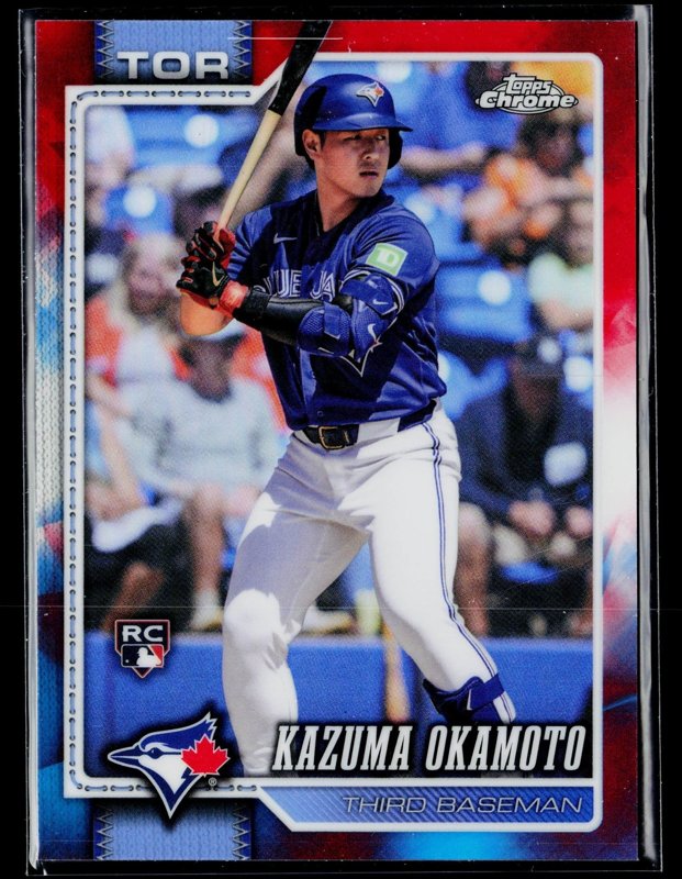 2026 Topps Chrome #78 Kazuma Okamoto Red White and Blue Refractors