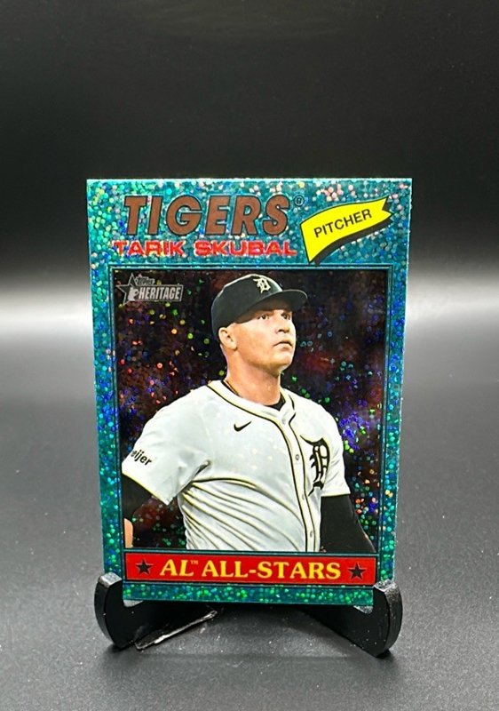 2026 Topps Heritage #281 Tarik Skubal Chrome Aqua Sparkle Refractors