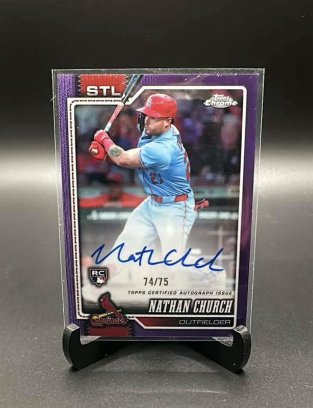 2026 Topps Chrome Nathan Church Purple Auto /75 #RA-NC RC St Louis Cardinals