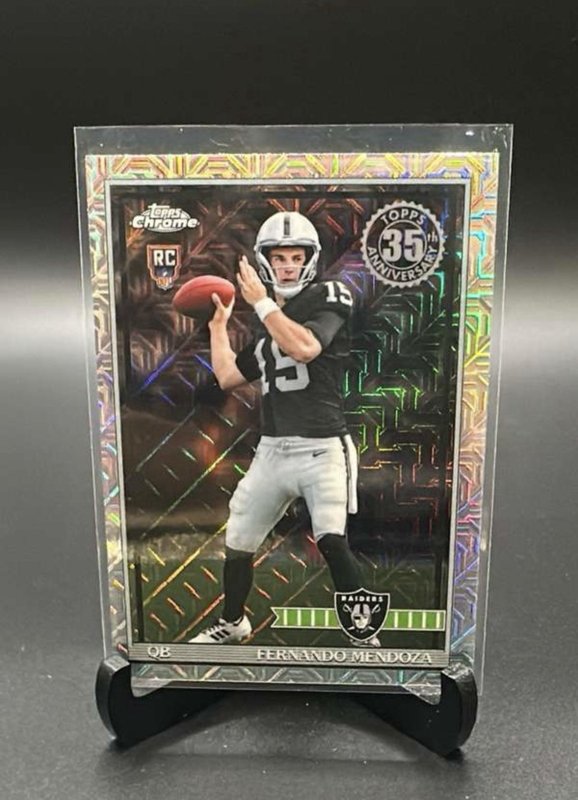 2026 Topps Football Fernando Mendoza (RC) #91TRC-1 Silver Chrome Mojo Refractor
