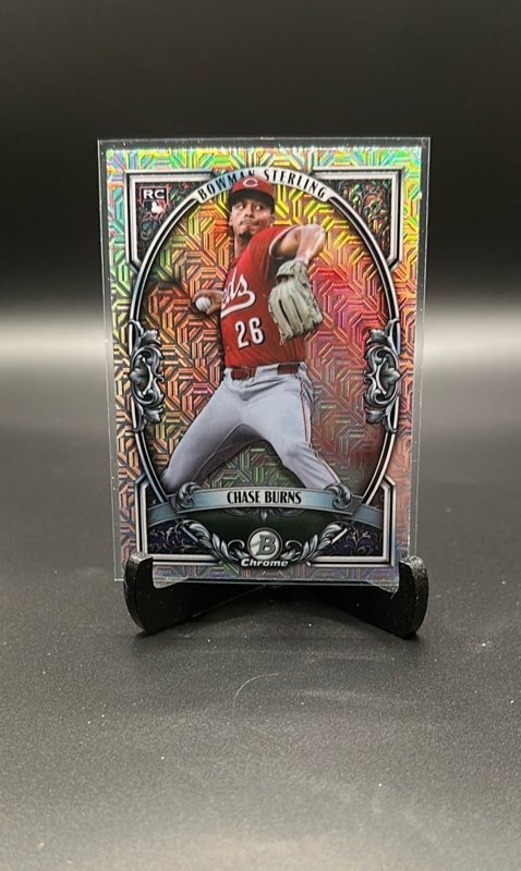 2026 Bowman #BST-10 Chase Burns Bowman Sterling Mojo Refractors