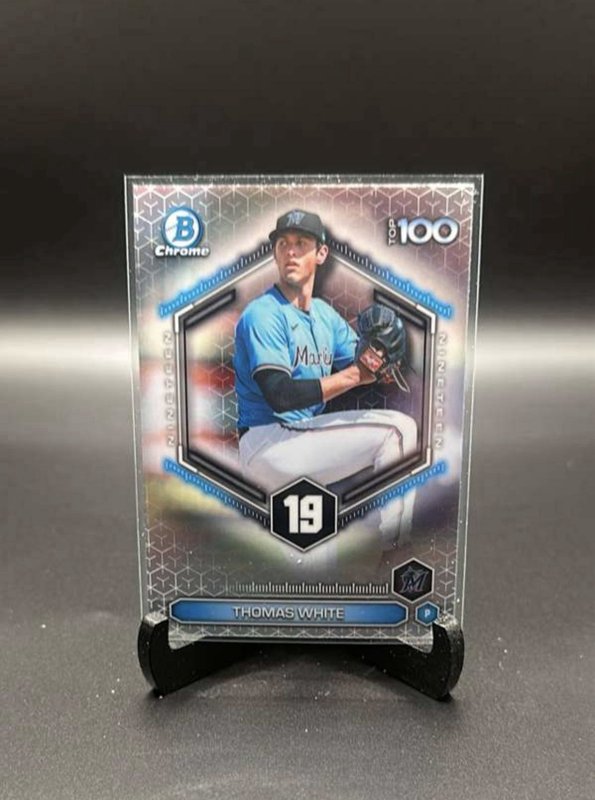 Topps 2026 Bowman Chrome Top 100 Thomas White Insert #BTP-19 Miami Marlins