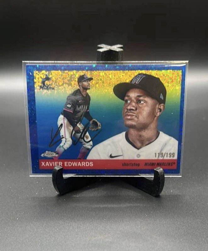 2025 Topps Platinum Anniversary Baseball Xavier Edwards Blue Mini Diamond /199