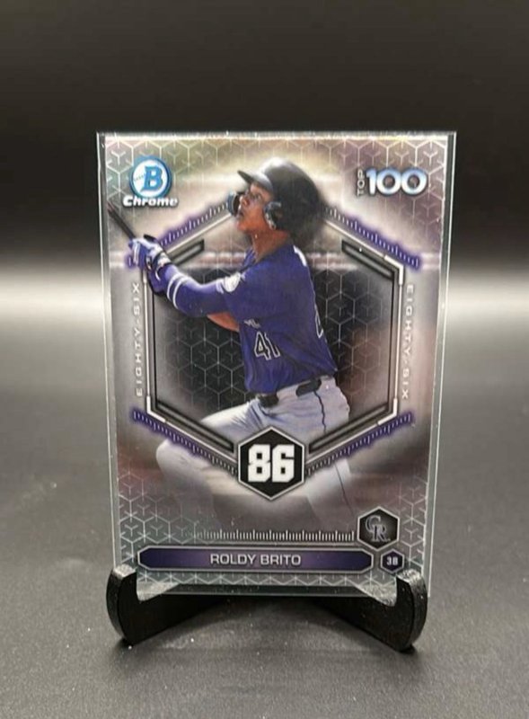 Roldy Brito 2026 Bowman Chrome Top 100 Refractor #BTP-86 Rockies Prospect