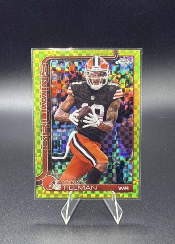 2025 Topps Chrome - Cedric Tillman #67 Lime Green X-Fractor