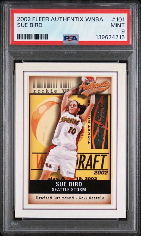 2002 Fleer Authentix WNBA - Rookie '02 Sue Bird #101 /2002 (RC) PSA 9