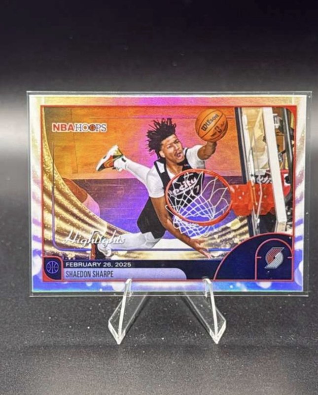 2025-26 Topps NBA Hoops - Shaedon Sharpe #127 Highlights Rainbow Foil - Blazers