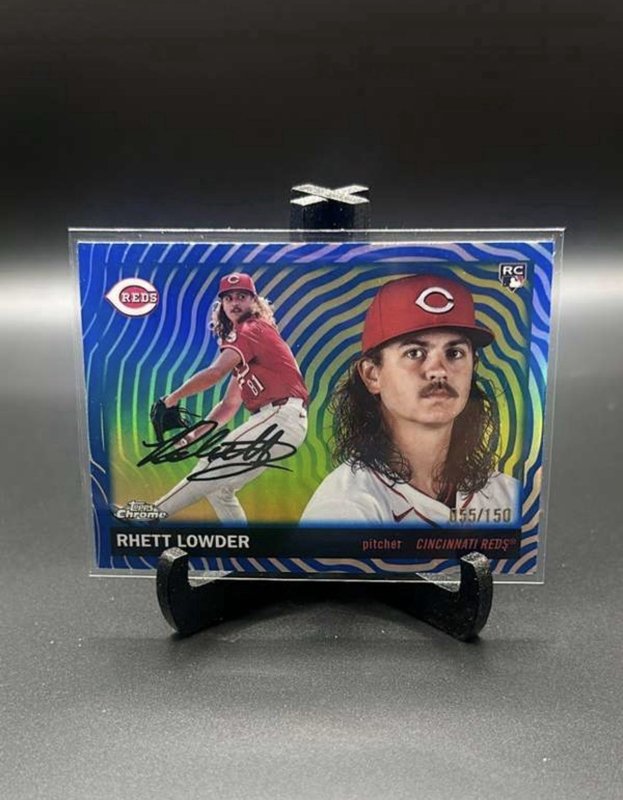 2025 Topps Chrome Platinum #205 Rhett Lowder BLUE Vibrations Refractors #/150 RC