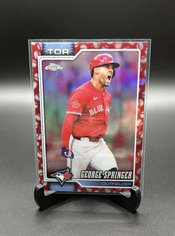 2026 Topps Chrome George Springer Baseball Seams Parallel #253 Blue Jays
