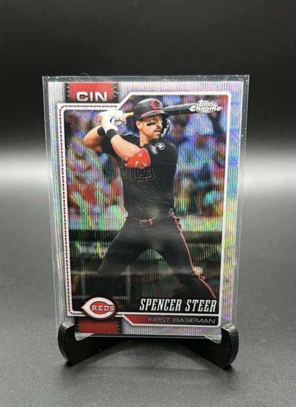 2026 Topps Chrome - Spencer Steer Wave Refractor #40 - Cincinnati Reds