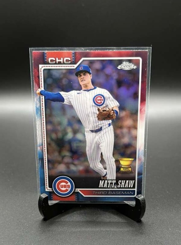 Matt Shaw 2026 Topps Chrome Red White & Blue RC Cup Refractor #271 Chicago Cubs