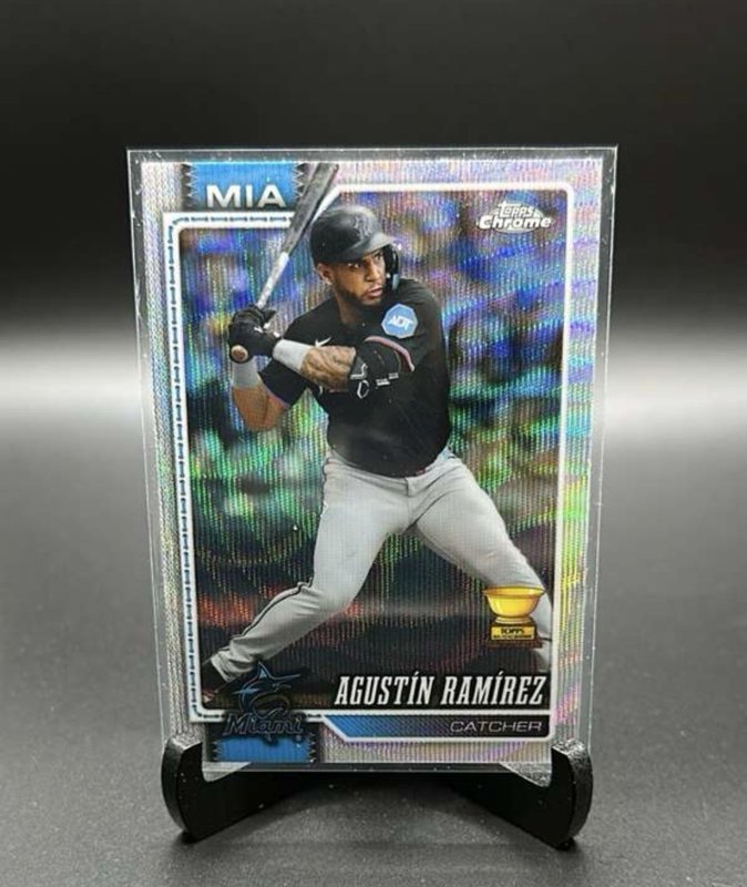 AGUSTIN RAMIREZ 2025 TOPPS CHROME GOLD CUP WAVE REFRACTOR #222 MARLINS Q5416