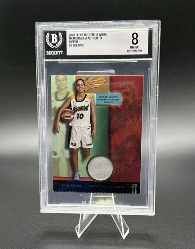 2002 Fleer Authentix WNBA - Memorabilia Sue Bird Ripped (MEM, RC) - BGS 8
