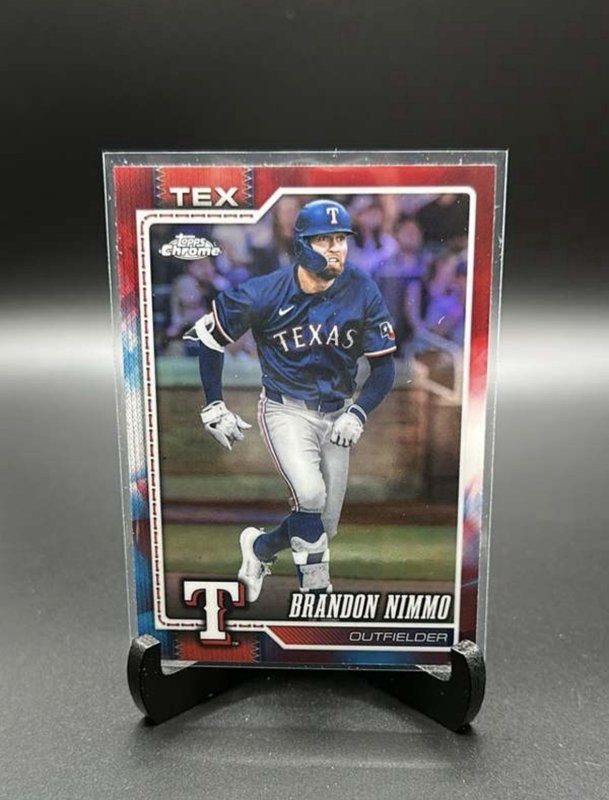 Brandon Nimmo - 2026 Topps Chrome Red White And Blue Refractor SP #101 Rangers