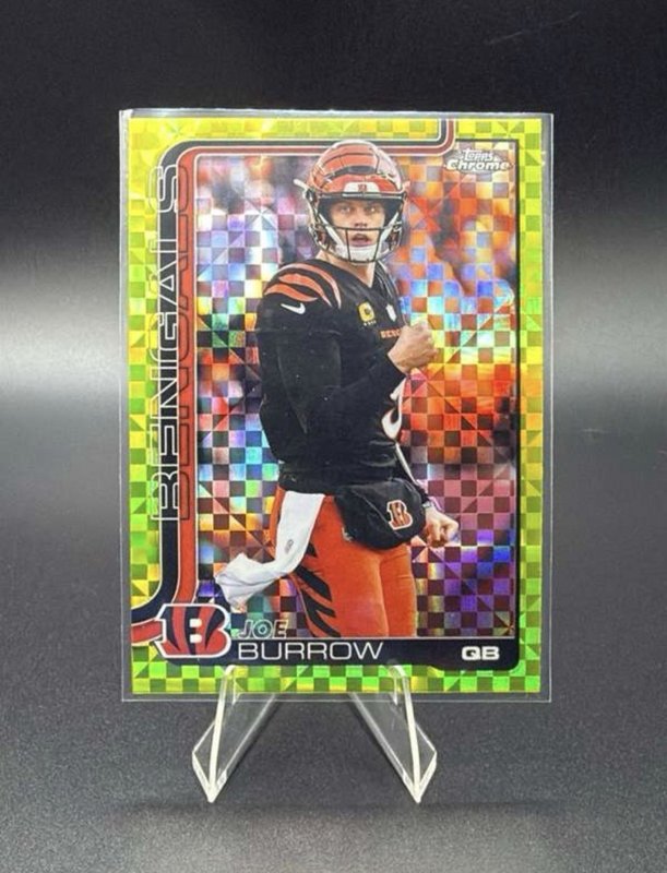 2025 Topps Chrome Joe Burrow #61 Lime Green X-Fractor Refractor