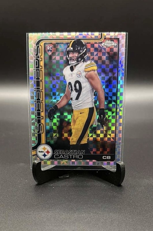 2025 Topps Chrome SEBASTIAN CASTRO RC Football XFRACTOR Refractor #370 Steelers