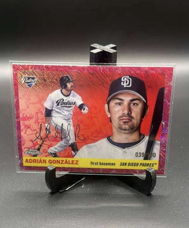 2025 Topps Adrian Gonzalez Chrome Platinum Toile Cream/Fuchsia 039/100