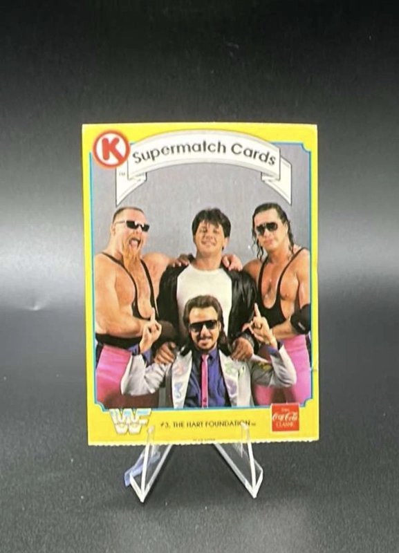 1987 Circle K WWF Supermatch  Bret Hitman Hart Jimmy Hart Jim Neidhart #3 (RC)