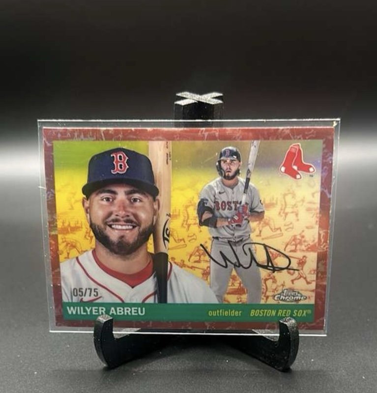 Topps 2025 Topps Chrome Platinum Wilyer Abreu Rose Gold Toile #/75 Red Sox